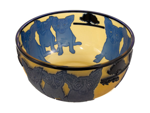 George Rodrigue Glass Sculpture Blue Dog with Cypress Trees 1994 Edition of 35