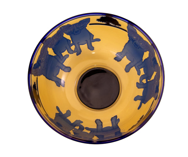 George Rodrigue Glass Sculpture Blue Dog with Cypress Trees 1994 Edition of 35