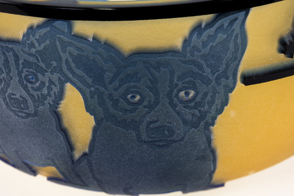 George Rodrigue Glass Sculpture Blue Dog with Cypress Trees 1994 Edition of 35