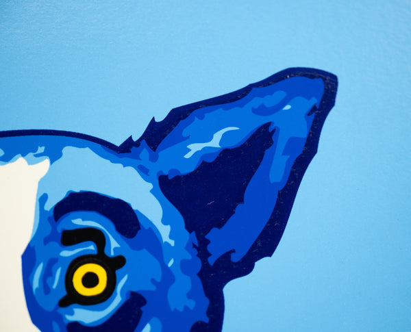 George Rodrigue Blue Skies Shining on Me Blue Dog Silkscreen Signed Edition of 190