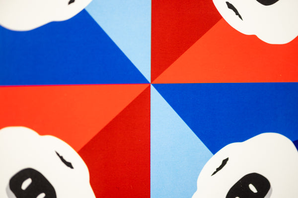 George Rodrigue, Round the Mulberry Bush, is a 2015 circular limited edition screenprint in colors measuring 35.5 inches in diameter