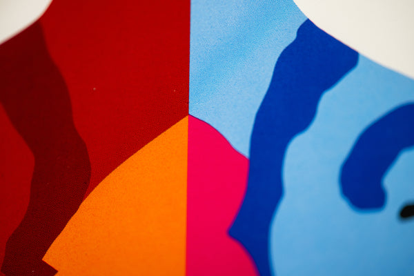 George Rodrigue, Round the Mulberry Bush, is a 2015 circular limited edition screenprint in colors measuring 35.5 inches in diameter