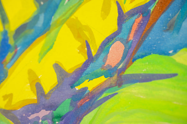 Hunt Slonem Tropical Fronds Original 1982 30” Signed Painting