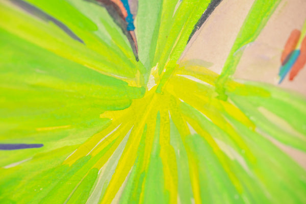 Hunt Slonem Tropical Fronds Original 1982 30” Signed Painting