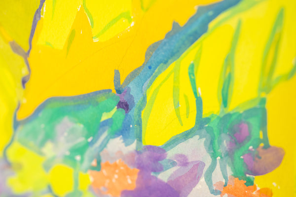 Hunt Slonem Tropical Fronds Original 1982 30” Signed Painting