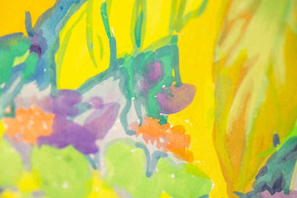 Hunt Slonem Tropical Fronds Original 1982 30” Signed Painting