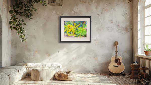 Hunt Slonem, Tropical Fronds, Original 1982 30” Signed Painting