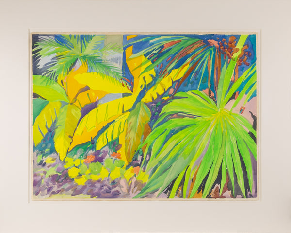 Hunt Slonem Tropical Fronds Original 1982 30” Signed Painting