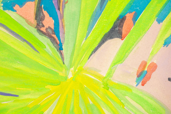 Hunt Slonem Tropical Fronds Original 1982 30” Signed Painting