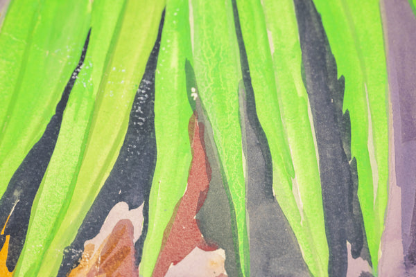 Hunt Slonem Tropical Fronds Original 1982 30” Signed Painting