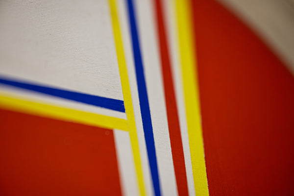 Ilya Bolotowsky Mini Tondo in Scarlet Yellow Blue Signed 1975 Original Painting