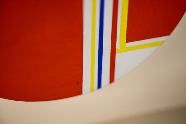 Ilya Bolotowsky Mini Tondo in Scarlet Yellow Blue Signed 1975 Original Painting