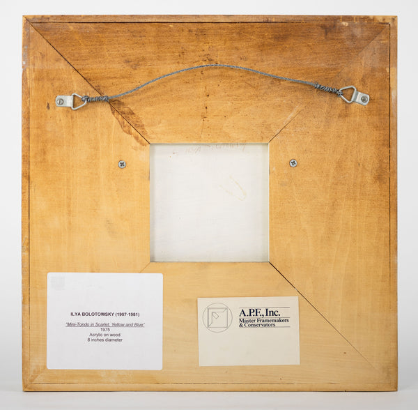 Ilya Bolotowsky Mini Tondo in Scarlet Yellow Blue Signed 1975 Original Painting