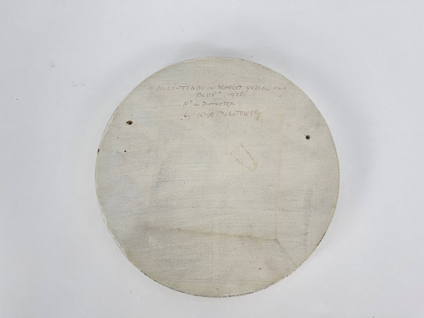 Ilya Bolotowsky Mini Tondo in Scarlet Yellow Blue Signed 1975 Original Painting