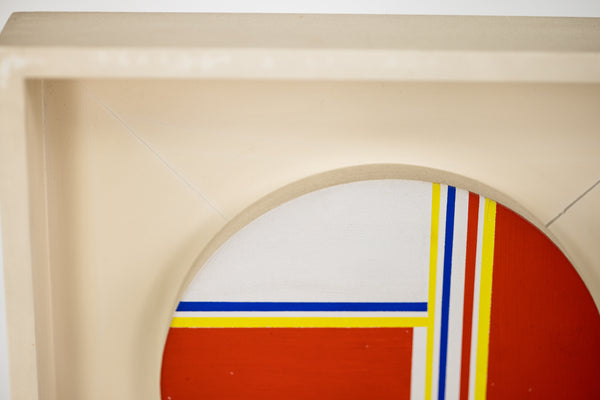 Ilya Bolotowsky Mini Tondo in Scarlet Yellow Blue Signed 1975 Original Painting