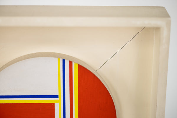 Ilya Bolotowsky Mini Tondo in Scarlet Yellow Blue Signed 1975 Original Painting