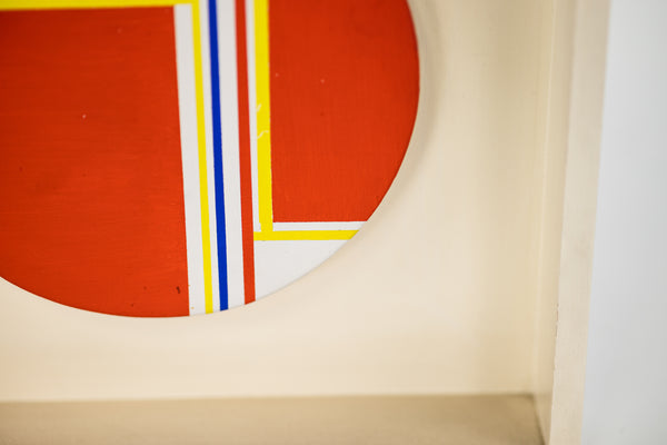 Ilya Bolotowsky Mini Tondo in Scarlet Yellow Blue Signed 1975 Original Painting