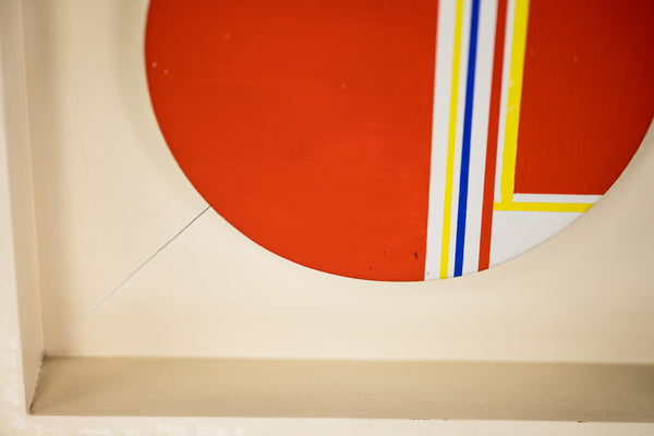 Ilya Bolotowsky Mini Tondo in Scarlet Yellow Blue Signed 1975 Original Painting