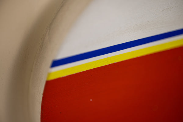 Ilya Bolotowsky Mini Tondo in Scarlet Yellow Blue Signed 1975 Original Painting