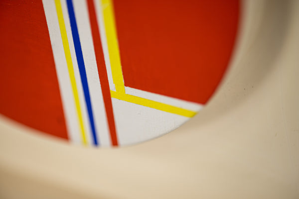 Ilya Bolotowsky Mini Tondo in Scarlet Yellow Blue Signed 1975 Original Painting