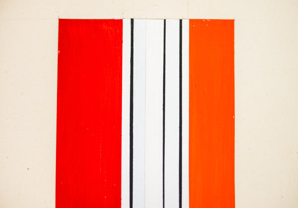 Ilya Bolotowsky Untitled 1969 Original Oil on Paper | Signed Geometric Abstraction Skyscraper Red Black 16.9x6.5 Inches w/ COA