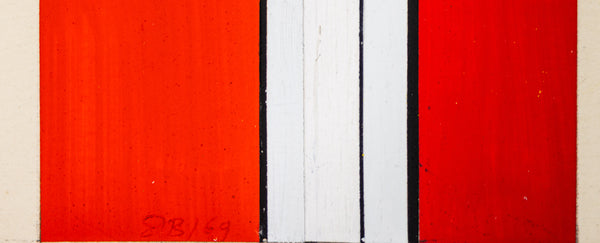 Ilya Bolotowsky Untitled 1969 Original Oil on Paper | Signed Geometric Abstraction Skyscraper Red Black 16.9x6.5 Inches w/ COA