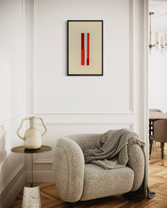 Ilya Bolotowsky Untitled 1969 Original Oil on Paper | Signed Geometric Abstraction Skyscraper Red Black 16.9x6.5 inches