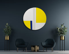 Ilya Bolotowsky, Tondo with Blue and Yellow - 1969 Signed Original Painting