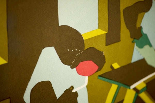 Jacob Lawrence - Carpenters - (1997) Offset Lithograph in Colors on B.F.K. Rives Paper