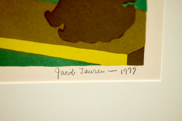 Jacob Lawrence - Carpenters - (1997) Offset Lithograph in Colors on B.F.K. Rives Paper