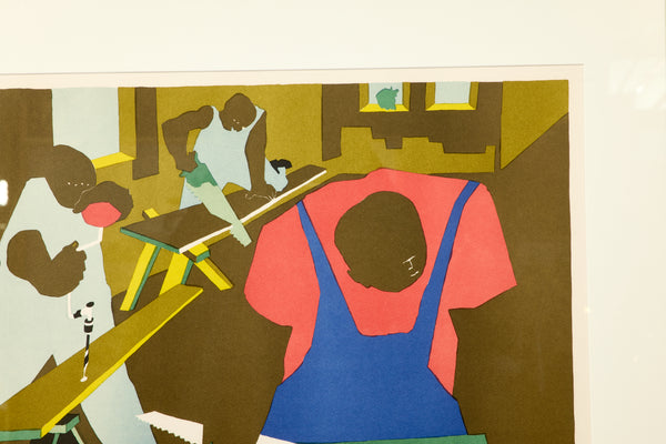 Jacob Lawrence - Carpenters - (1997) Offset Lithograph in Colors on B.F.K. Rives Paper