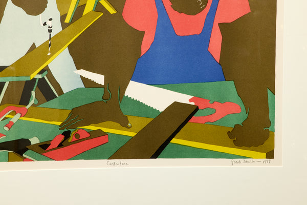 Jacob Lawrence - Carpenters - (1997) Offset Lithograph in Colors on B.F.K. Rives Paper