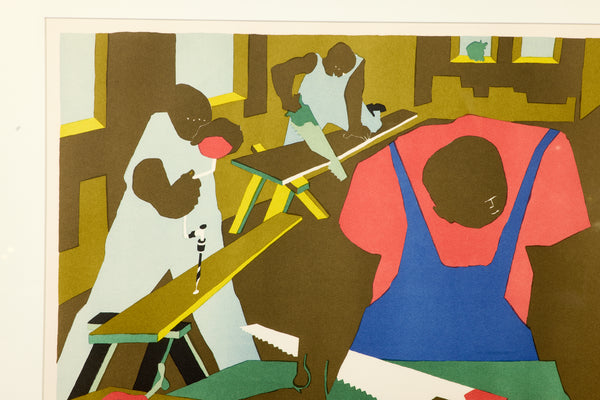 Jacob Lawrence - Carpenters - (1997) Offset Lithograph in Colors on B.F.K. Rives Paper