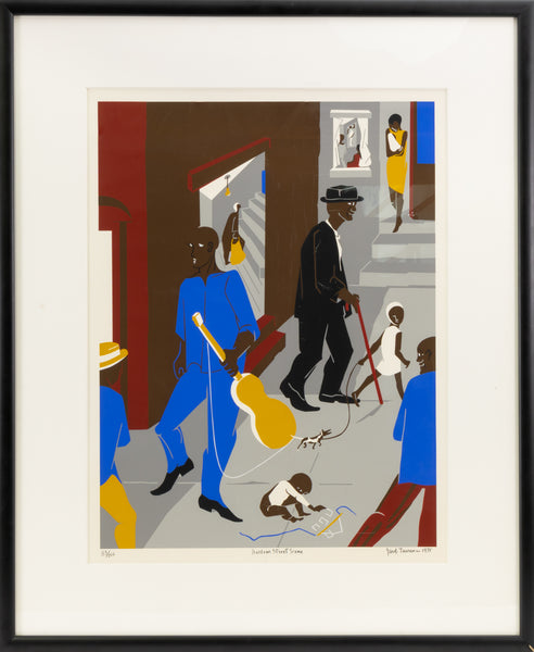 Jacob Lawrence, Harlem Street Scene, Signed 1975 Screen-print