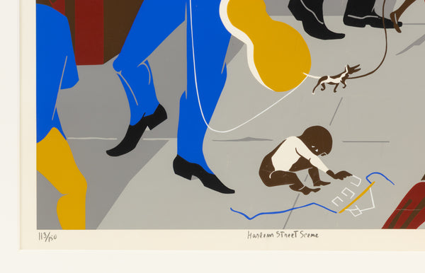 Jacob Lawrence, Harlem Street Scene, Signed 1975 Screen-print