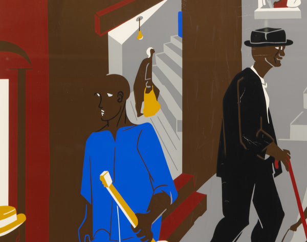 Jacob Lawrence, Harlem Street Scene, Signed 1975 Screen-print