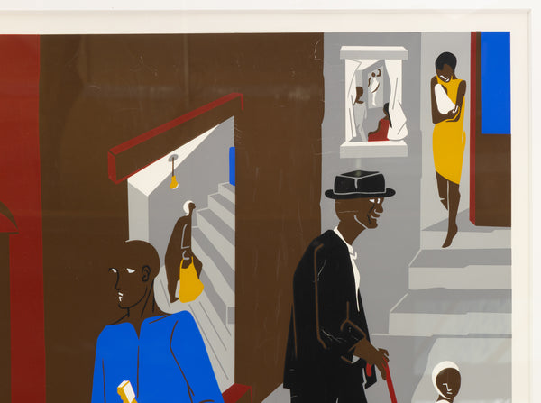 Jacob Lawrence, Harlem Street Scene, Signed 1975 Screen-print