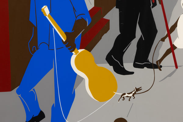 Jacob Lawrence, Harlem Street Scene, Signed 1975 Screen-print