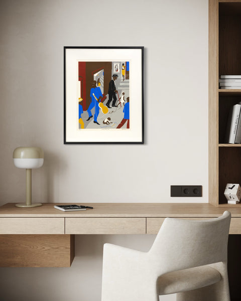 Jacob Lawrence, Harlem Street Scene, Signed 1975 Screen-print