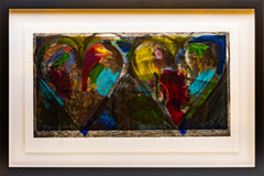 Jim Dine Unique Hand Painted Lithograph Signed Etching Blue Point Two Hearts