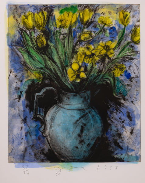 Jim Dine Blue Vase Etching 1993 Signed Color Edition of 56