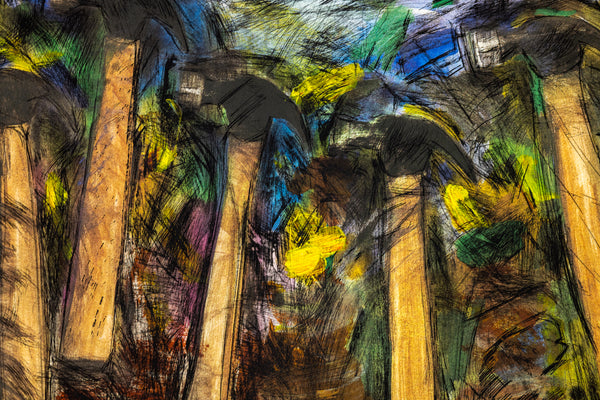 Jim Dine Running Hammers in a Landscape 55” Hand Colored Screenprint Signed Edition of 18