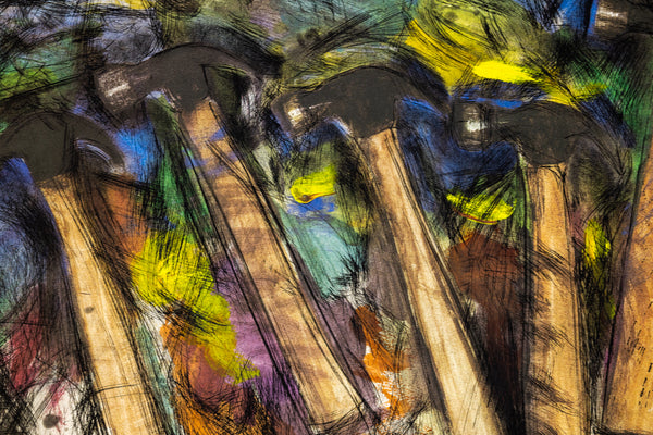 Jim Dine Running Hammers in a Landscape 55” Hand Colored Screenprint Signed Edition of 18