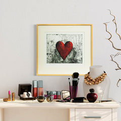 Jim Dine 'The Little Heart in a Landscape' 1991 signed etching edition of 100 – red heart in expressive landscape print
