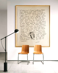 Jonathan Borofsky, Subway Dream, (1983) screenprint featuring a handwritten dream narrative set in a subway station