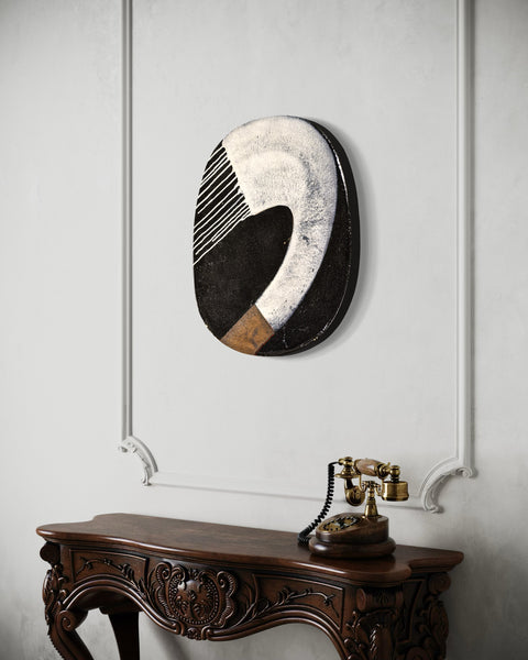 Jun Kaneko, Oval, Signed 2003 Large 27.5 Inch High Ceramic Sculpture