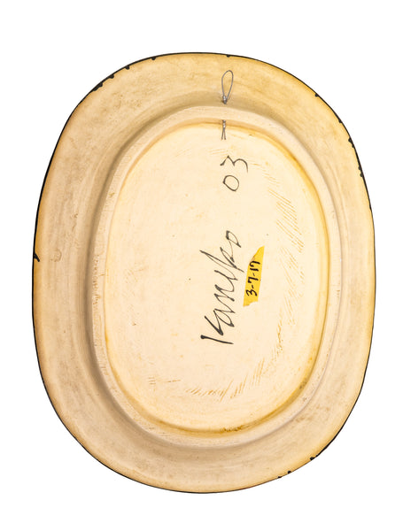 Jun Kaneko Signed 2003 Large 27.5 Inch High Ceramic Oval