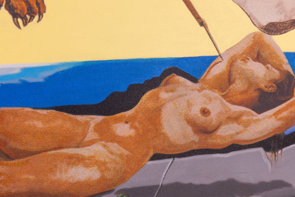 Steve Kaufman Large 35” x 35” Original Oil Painting on Screen print Canvas Homage to Salvador Dali