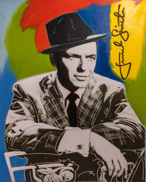 Steve Kaufman Frank Sinatra Large 49” Signed Mixed Media Hand Painted Screenprint on Canvas