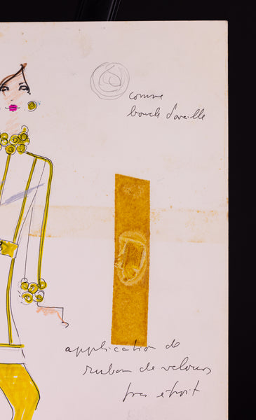 Karl Lagerfeld Original Fashion Sketch Ink Drawing with Marker B27